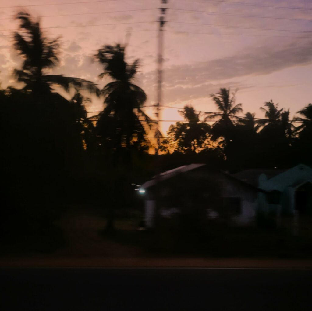 Morgendämmerung in Sri Lanka mit rosa-orangenem Himmel
